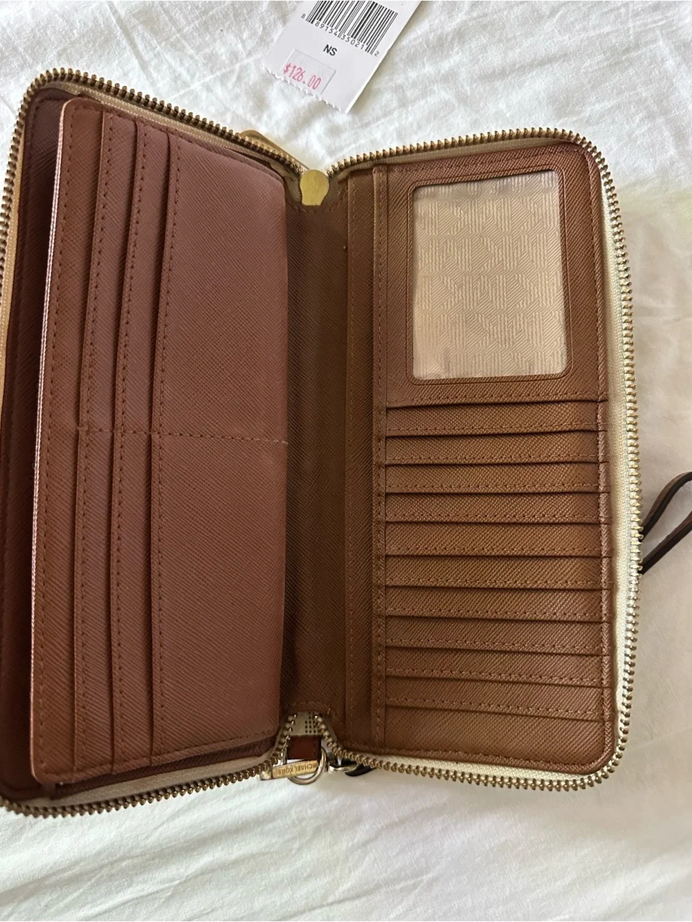 Michael Kors Cream Logo Zip Wallet with Wristlet